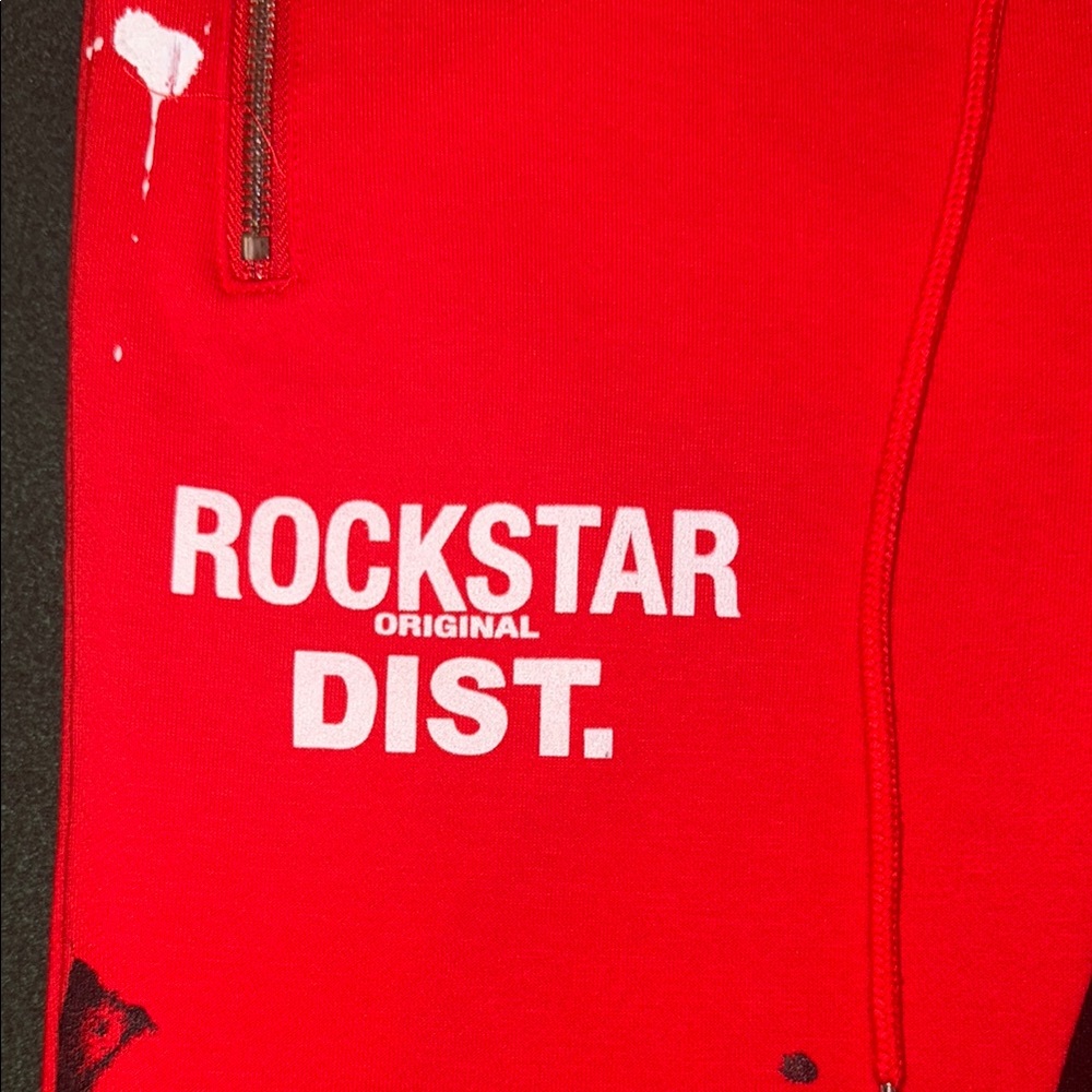 Red Rockstar Dist. Track Pants - Picture 2 of 6